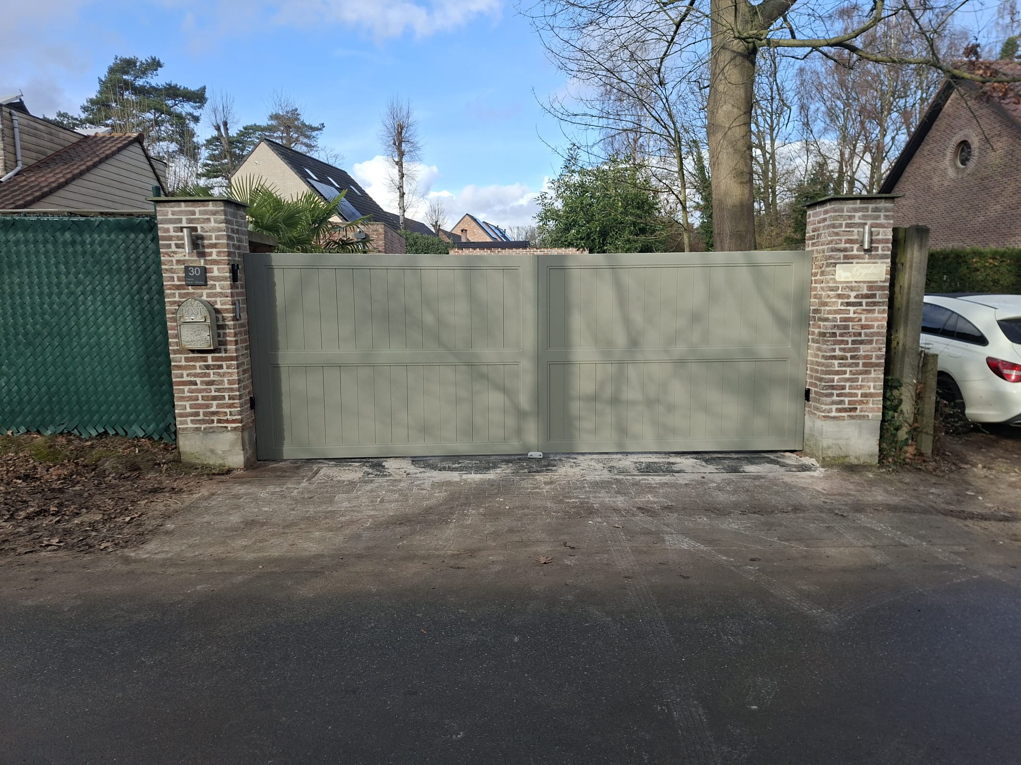 Dubbele paneelpoort in salie