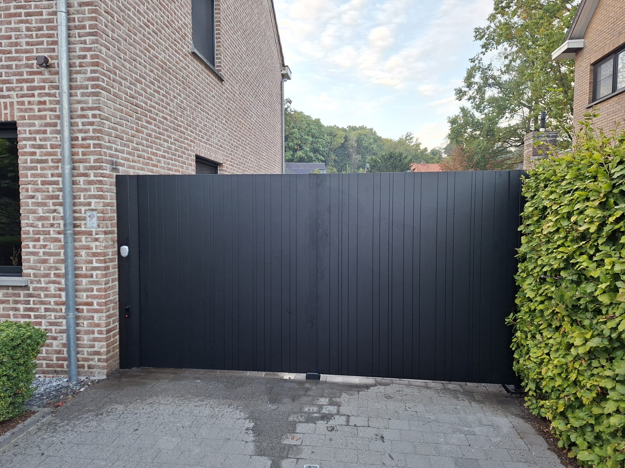 Strakke paneelpoort in mat zwart